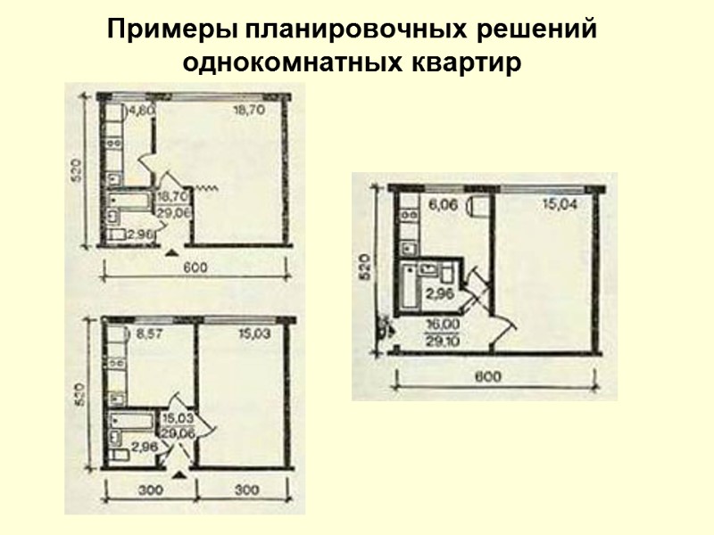 Примеры планировочных решений однокомнатных квартир